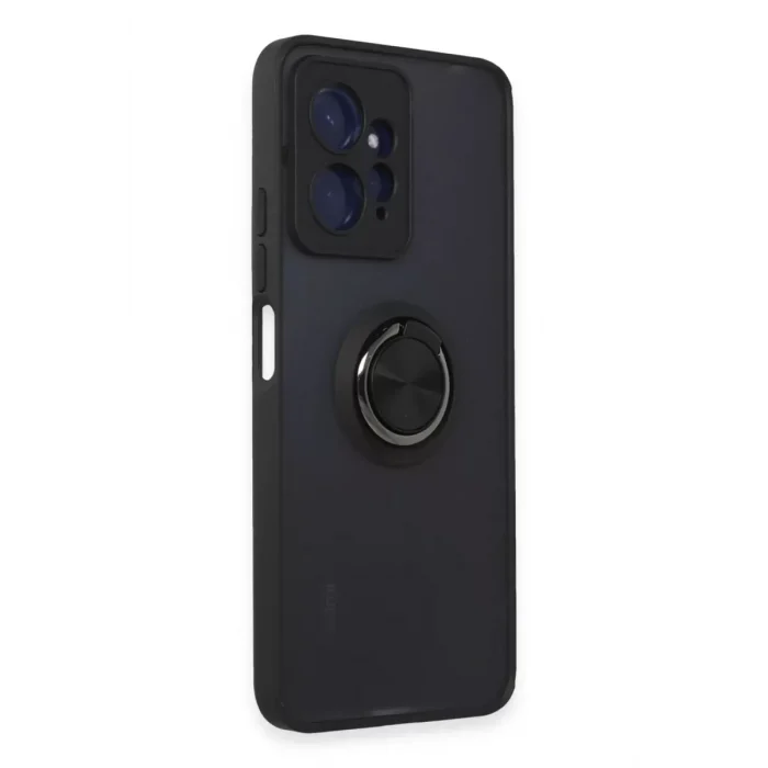 Mey İthalat®   Redmi Note 12 4G Kılıf Montreal Yüzüklü Silikon Kapak - Siyah