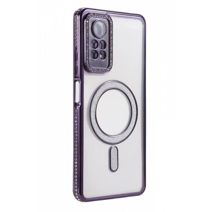 Mey İthalat®   Redmi Note 12 Pro 4G Joke Simli Magneticsafe Kılıf - Derin Mor