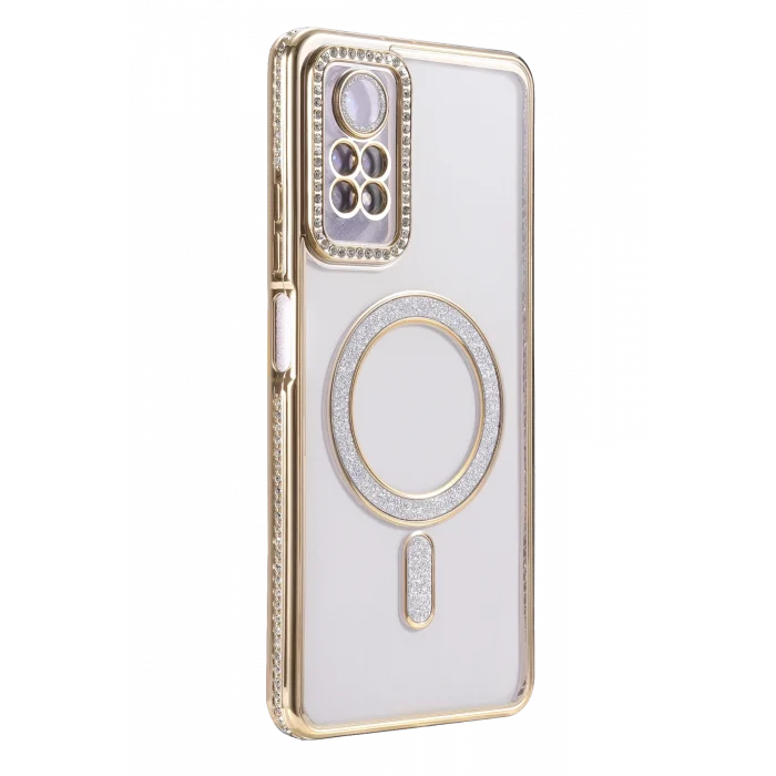 Mey İthalat®   Redmi Note 12 Pro 4G Joke Simli Magneticsafe Kılıf - Gold