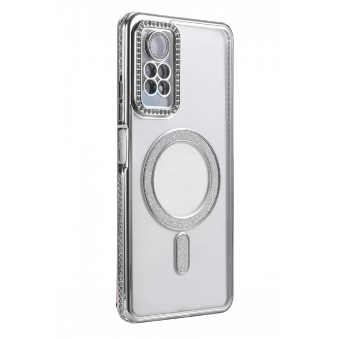 Mey İthalat®   Redmi Note 12 Pro 4G Joke Simli Magneticsafe Kılıf - Gümüş