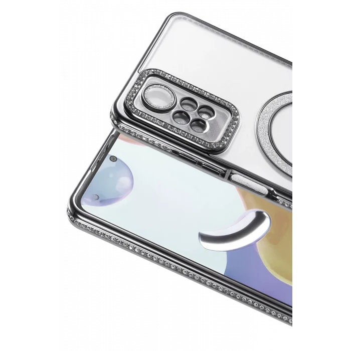 Mey İthalat®   Redmi Note 12 Pro 4G Joke Simli Magneticsafe Kılıf - Siyah