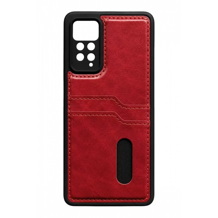 Mey İthalat®   Redmi Note 12 Pro 4G Kılıf Sara Kartvizitli Deri Kılıf - Kırmızı