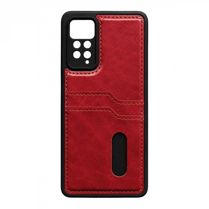 Mey İthalat®   Redmi Note 12 Pro 4G Kılıf Sara Kartvizitli Deri Kılıf - Kırmızı