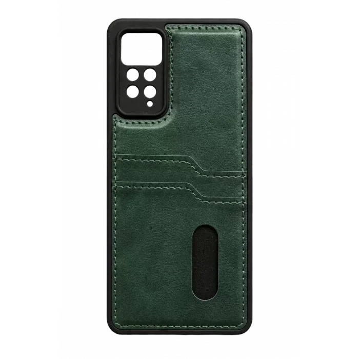 Mey İthalat®   Redmi Note 12 Pro 4G Kılıf Sara Kartvizitli Deri Kılıf - Koyu Yeşil