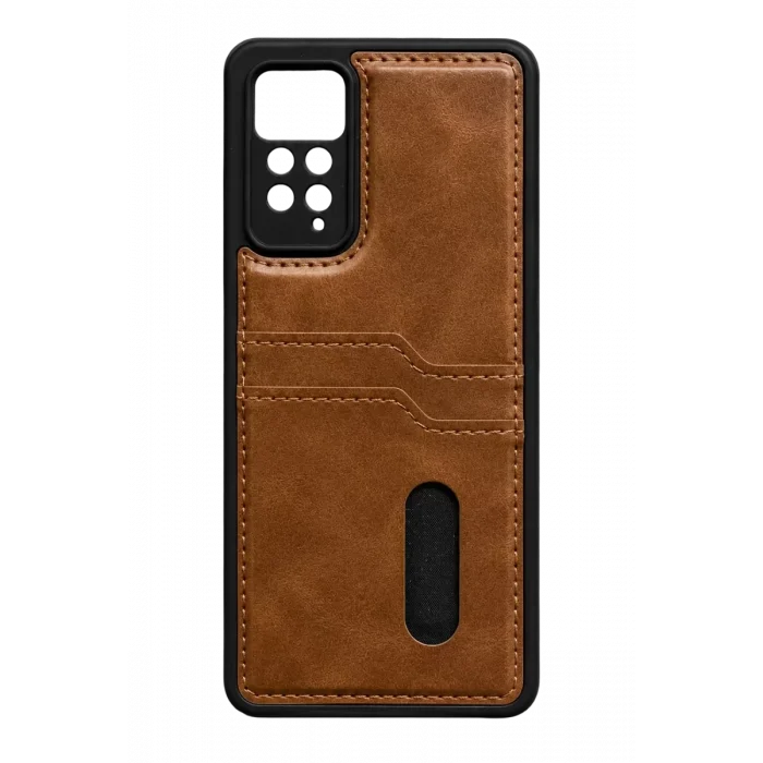 Mey İthalat®   Redmi Note 12 Pro 4G Kılıf Sara Kartvizitli Deri Kılıf - Taba