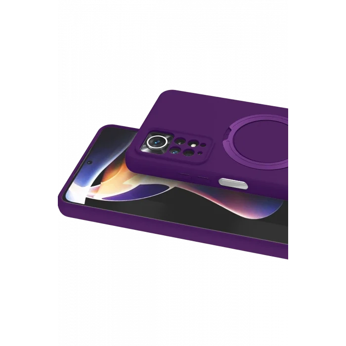 Mey İthalat®   Redmi Note 12 Pro 4G Regal Magsafe Standlı Kapak - Derin Mor