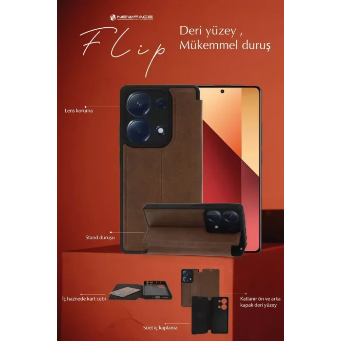 Mey İthalat®   Redmi Note 13 4G Kılıf Flip Cover - Siyah