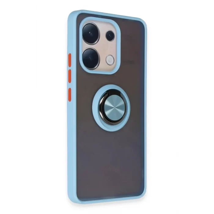 Mey İthalat®   Redmi Note 13 4G Kılıf Montreal Yüzüklü Silikon Kapak - Buz Mavi