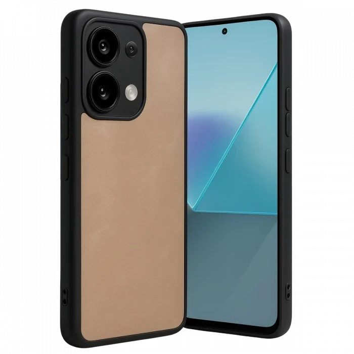 Mey İthalat®   Redmi Note 13 Pro 4G Kılıf Aras Deri Kapak - Pudra