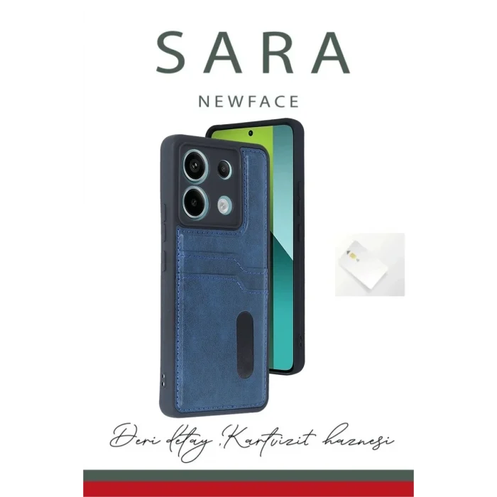 Mey İthalat®   Redmi Note 13 Pro 4G Kılıf Sara Kartvizitli Deri Kılıf - Koyu Yeşil