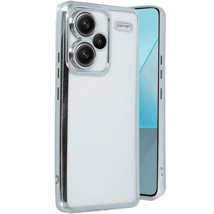 Mey İthalat®   Redmi Note 13 Pro Plus Kılıf  Lensli Silikon - Gümüş