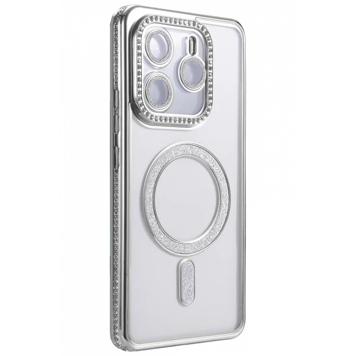 Mey İthalat®   Redmi Note 14 4G Joke Simli Magneticsafe Kılıf - Gümüş