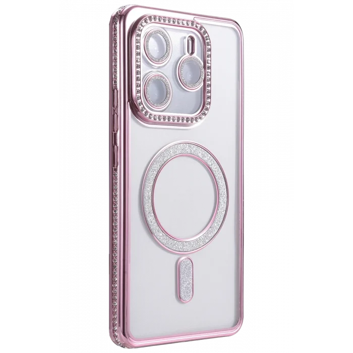 Mey İthalat®   Redmi Note 14 4G Joke Simli Magneticsafe Kılıf - Pembe