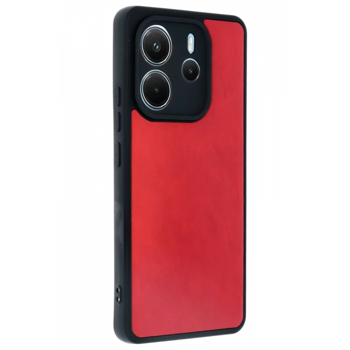 Mey İthalat®   Redmi Note 14 4G Kılıf Aras Deri Kapak - Kırmızı