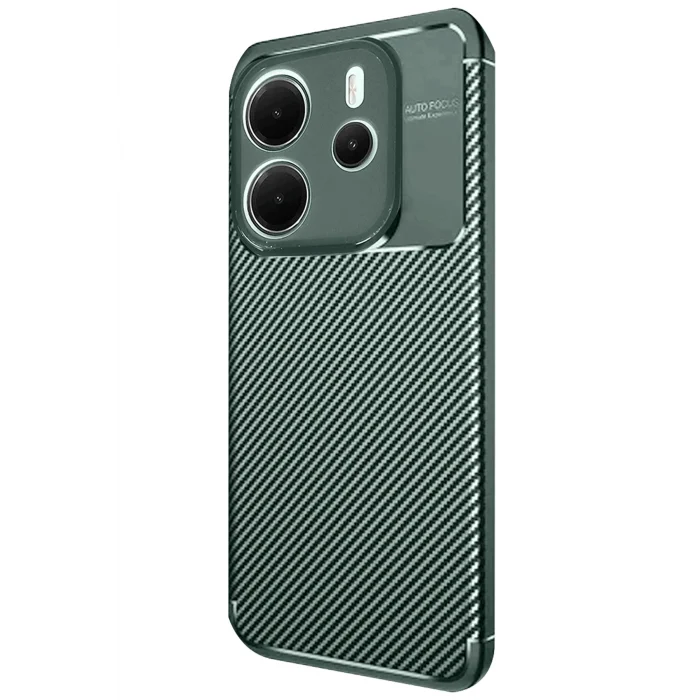 Mey İthalat®   Redmi Note 14 4G Kılıf Auto Focus Karbon Kapak - Koyu Yeşil
