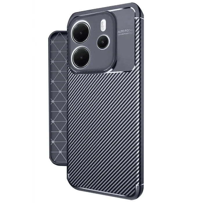 Mey İthalat®   Redmi Note 14 4G Kılıf Auto Focus Karbon Kapak - Lacivert