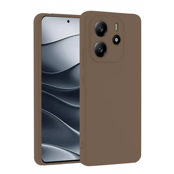 Mey İthalat®   Redmi Note 14 4G Kılıf First Silikon - Kahverengi