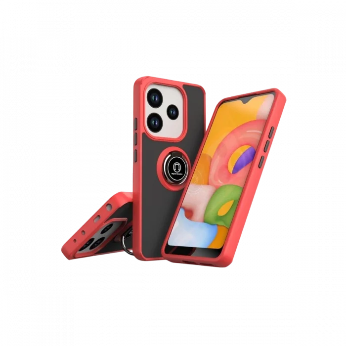 Mey İthalat®   Redmi Note 14 4G Montreal Yüzüklü Silikon Kapak - Kırmızı