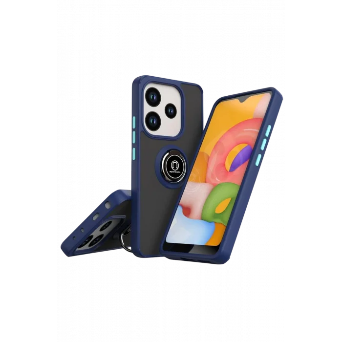 Mey İthalat®   Redmi Note 14 4G Montreal Yüzüklü Silikon Kapak - Lacivert