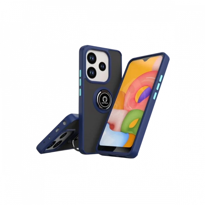 Mey İthalat®   Redmi Note 14 4G Montreal Yüzüklü Silikon Kapak - Lacivert