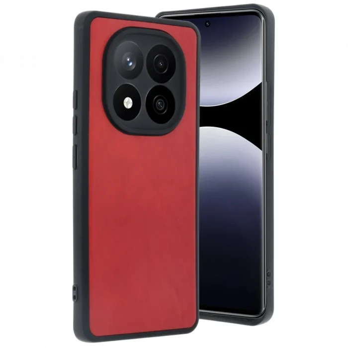 Mey İthalat®   Redmi Note 14 Pro 4G Kılıf Aras Deri Kapak - Kırmızı