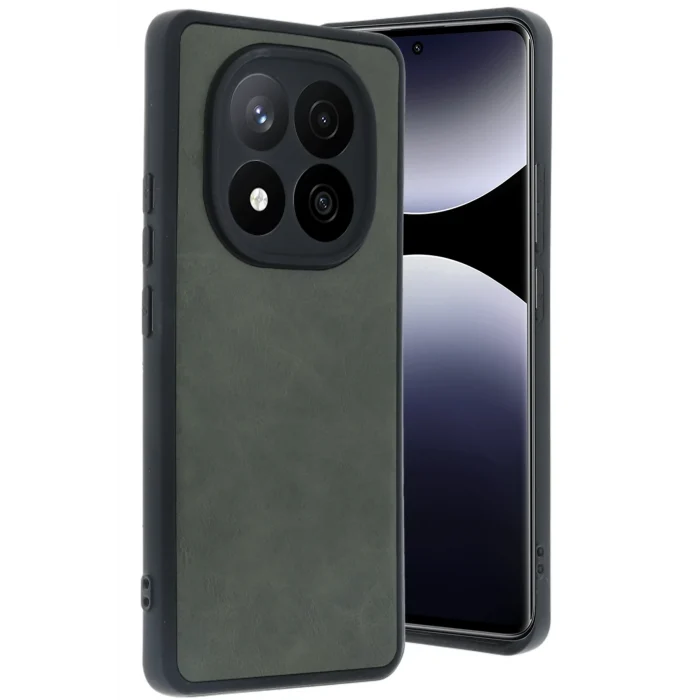 Mey İthalat®   Redmi Note 14 Pro 4G Kılıf Aras Deri Kapak - Koyu Yeşil