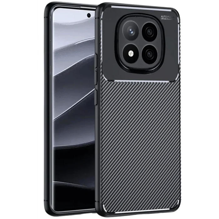 Mey İthalat®   Redmi Note 14 Pro 4G Kılıf Auto Focus Karbon Kapak - Siyah