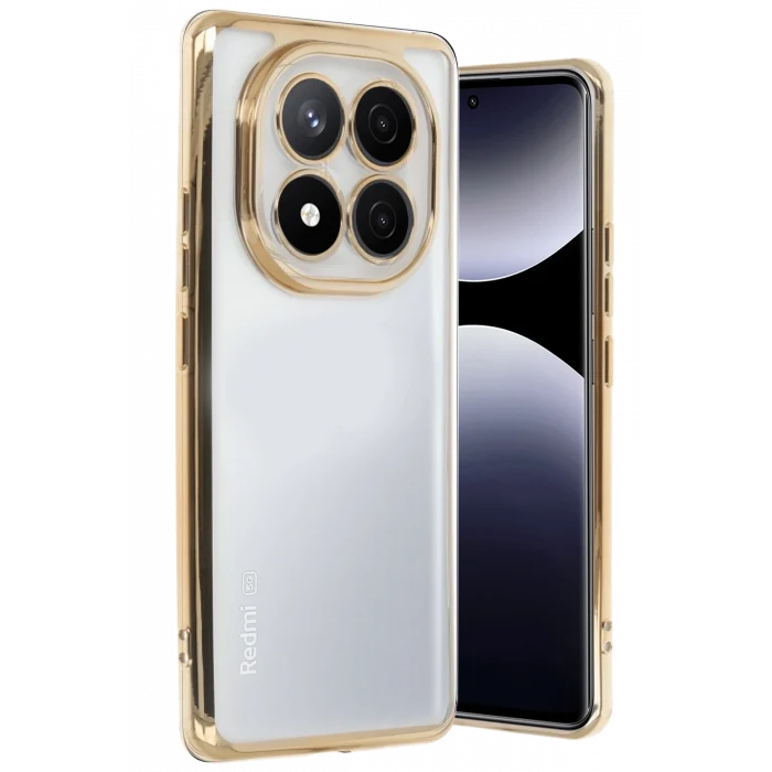 Mey İthalat®   Redmi Note 14 Pro 4G Kılıf  Lensli Silikon - Gold