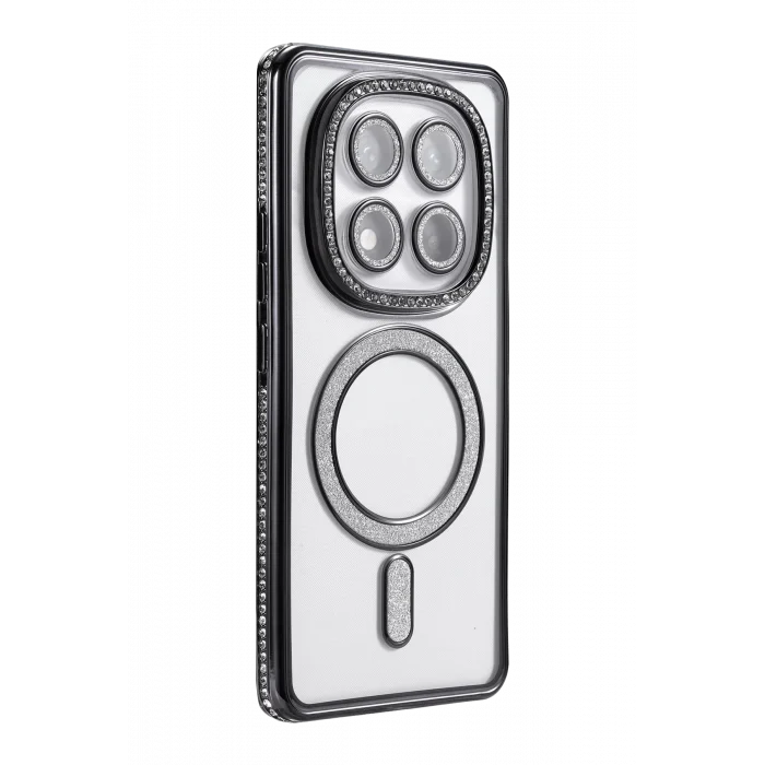 Mey İthalat®   Redmi Note 14 Pro 5G Joke Simli Magneticsafe Kılıf - Siyah