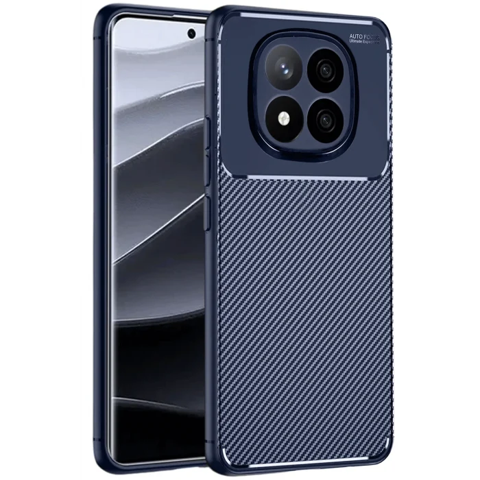 Mey İthalat®   Redmi Note 14 Pro 5G Kılıf Auto Focus Karbon Kapak - Lacivert