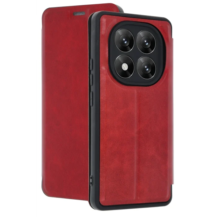 Mey İthalat®   Redmi Note 14 Pro 5G Kılıf Flip Cover - Kırmızı