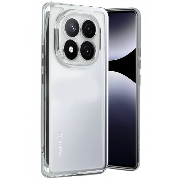 Mey İthalat®   Redmi Note 14 Pro 5G Kılıf  Lensli Silikon - Gümüş