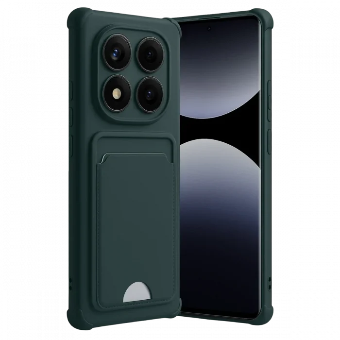 Mey İthalat®   Redmi Note 14 Pro Plus Kelvin Kartvizitli Silikon - Koyu Yeşil