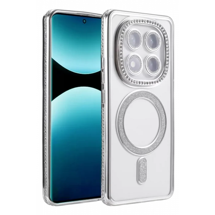 Mey İthalat®   Redmi Note 15 4G Joke Simli Magneticsafe Kılıf - Gümüş