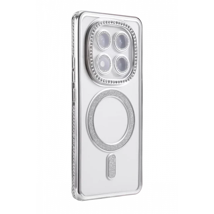 Mey İthalat®   Redmi Note 15 4G Joke Simli Magneticsafe Kılıf - Gümüş