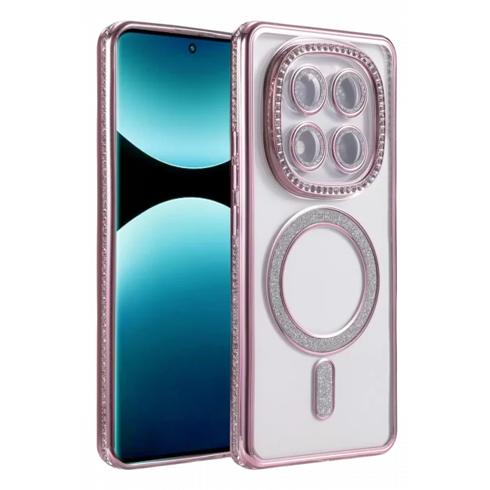Mey İthalat®   Redmi Note 15 4G Joke Simli Magneticsafe Kılıf - Pembe