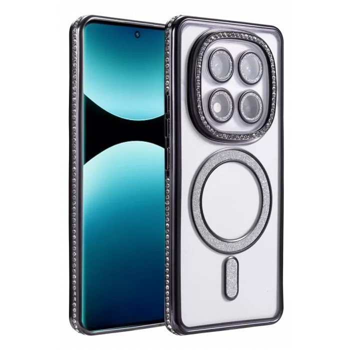 Mey İthalat®   Redmi Note 15 4G Joke Simli Magneticsafe Kılıf - Siyah
