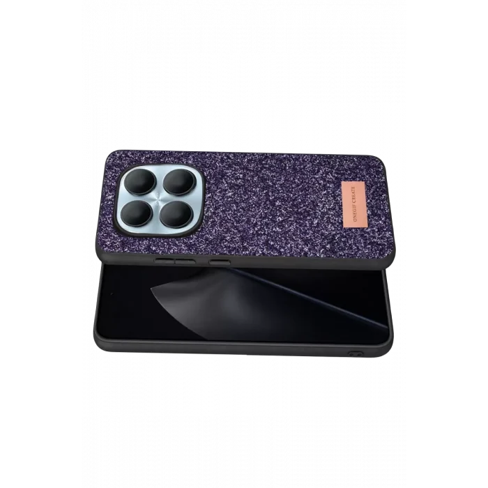 Mey İthalat®   Redmi Note 15 Pro 5G Bright Simli Kapak - Derin Mor