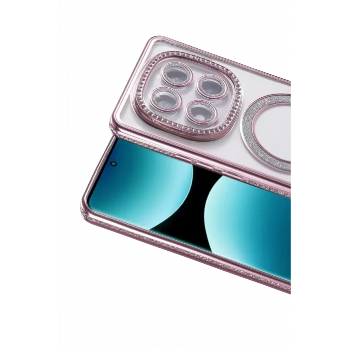 Mey İthalat®   Redmi Note 15 Pro 5G Joke Simli Magneticsafe Kılıf - Pembe