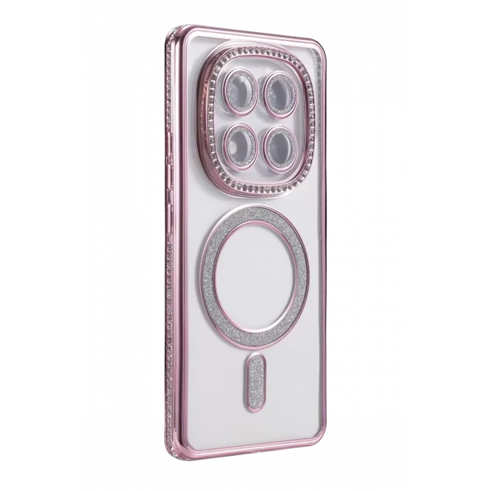 Mey İthalat®   Redmi Note 15 Pro 5G Joke Simli Magneticsafe Kılıf - Pembe