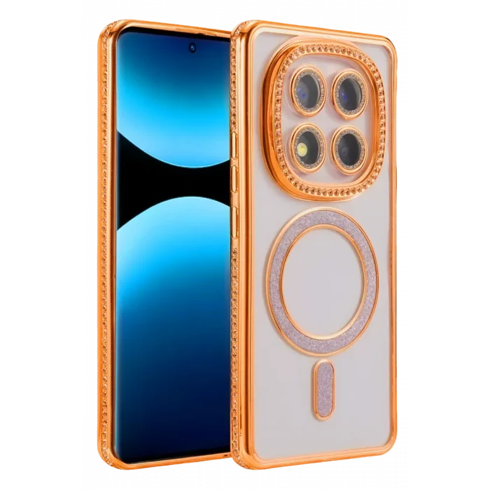 Mey İthalat®   Redmi Note 15 Pro 5G Joke Simli Magneticsafe Kılıf - Turuncu