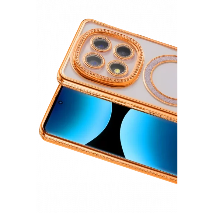 Mey İthalat®   Redmi Note 15 Pro 5G Joke Simli Magneticsafe Kılıf - Turuncu