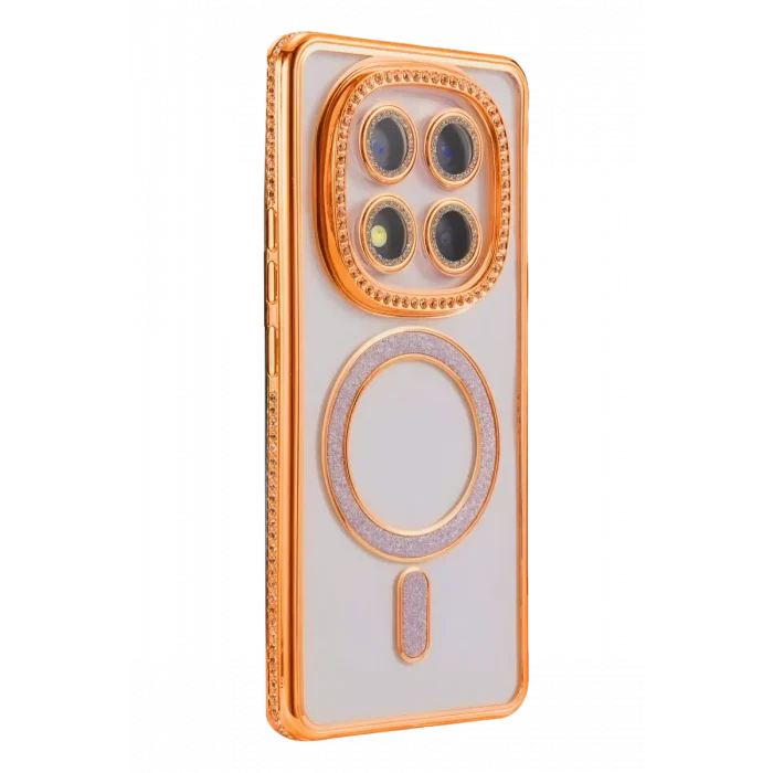 Mey İthalat®   Redmi Note 15 Pro 5G Joke Simli Magneticsafe Kılıf - Turuncu