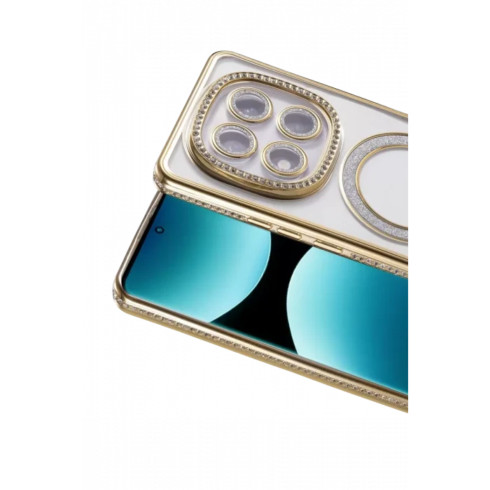 Mey İthalat®   Redmi Note 15 Pro Plus 5G Joke Simli Magneticsafe Kılıf - Gold