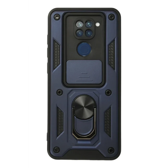 Mey İthalat®   Redmi Note 9 Kılıf Pars Lens Yüzüklü Silikon - Lacivert