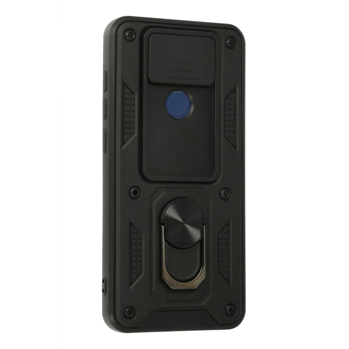 Mey İthalat®   Redmi Note 9 Kılıf Pars Lens Yüzüklü Silikon - Siyah