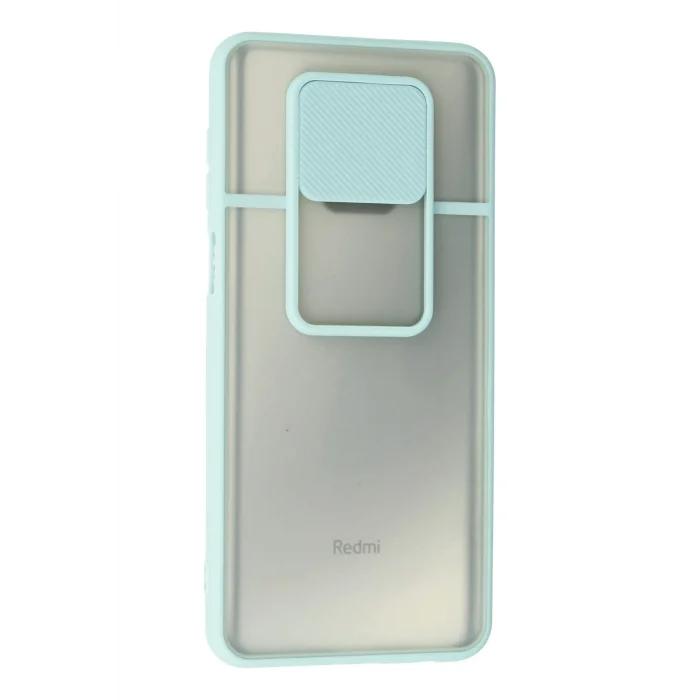 Mey İthalat®   Redmi Note 9 Pro Kılıf Palm Buzlu Kamera Sürgülü Silikon - Turkuaz