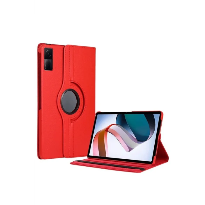 Mey İthalat®   Redmi Pad SE 4G Kılıf 360 Tablet Deri Kılıf - Kırmızı