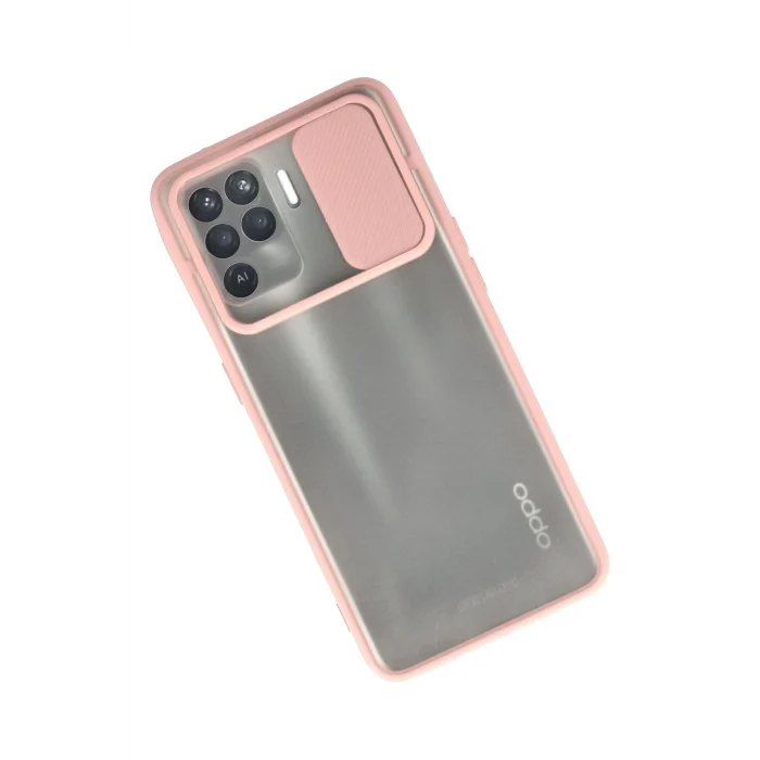 Mey İthalat®   Reno 5 Lite Kılıf Palm Buzlu Kamera Sürgülü Silikon - Pembe