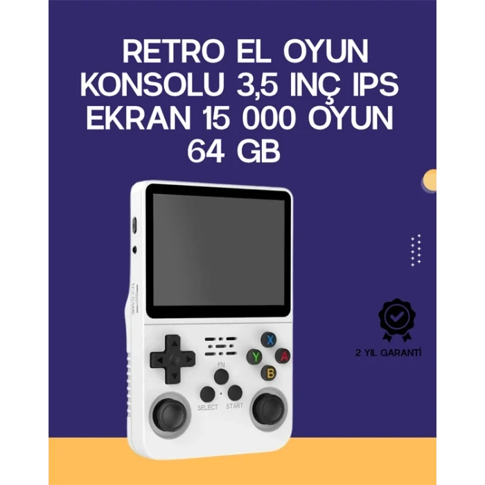 Mey İthalat® Retro El Konsolu 64 GB – 15.000 Oyun, Geniş Platform Desteği, 3.5” IPS Ekran